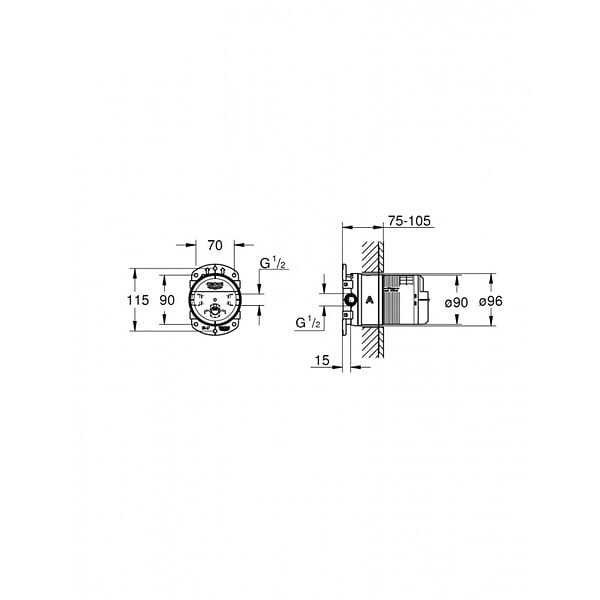 GROHE - Corps encastré universel 1/2 RAINSHOWER GROHE 26484000 - large