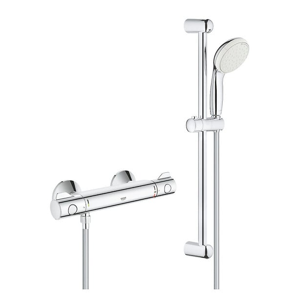 GROHE - Grohe Grohtherm 800 Mitigeur thermostatique douche 1/2" avec ensemble de douche, Chrome (34565001) - large