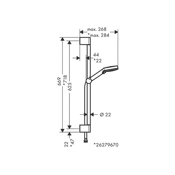 HANSGROHE - Hansgrohe Vernis Blend Set de douche mitigeur + Douchette à main 2 jets + Barre 65cm, Chrome (71646000-Vernis) - large