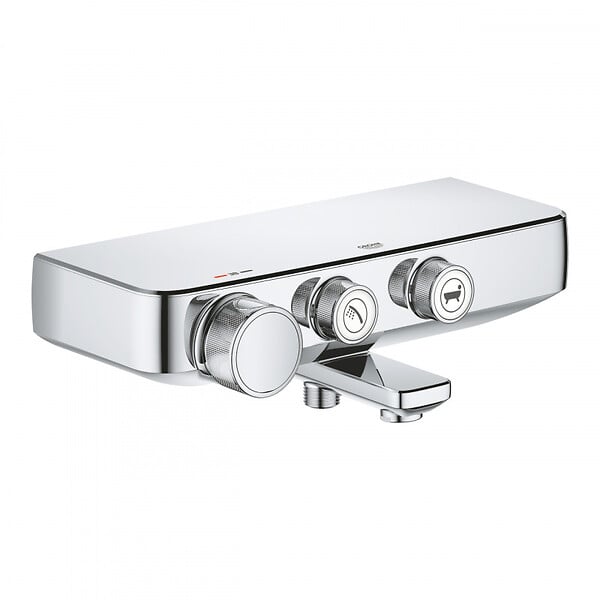 GROHE - Grohe Set bain/douche Mitigeur Grohtherm SmartControl + Douchette Euphoria 1 jet avec support mural, Chrome (34718000-EUPHORIA) - large