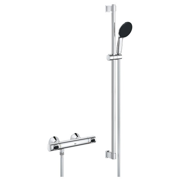 GROHE - Grohe Precision Flow Set de douche avec mitigeur thermostatique + Douchette + Barre 90 cm, chrome (G34805001) - large