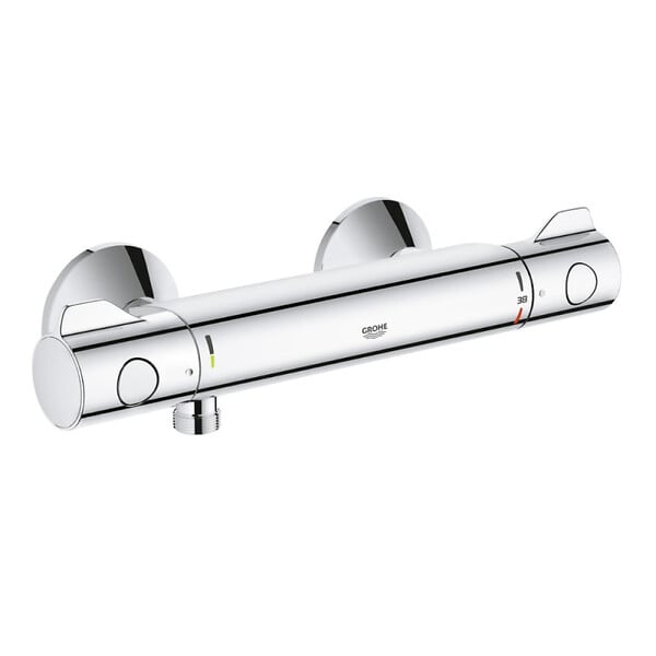 GROHE - Grohe Grohtherm 800 Set Mitigeur thermostatique douche 1/2" + Douchette 2 jets + Barre de douche 60cm + Flexible (G34565002) - large