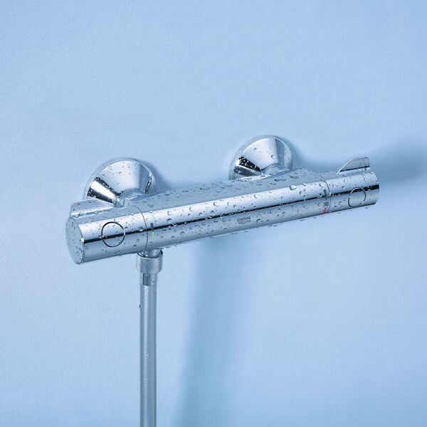 GROHE - Grohe Grohtherm 800 Set Mitigeur thermostatique douche 1/2" + Douchette 2 jets + Barre de douche 60cm + Flexible (G34565002) - large
