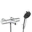 HANSGROHE - Hansgrohe Ecostat Set Mitigeur Thermostatique bain/douche + Douchette à main 105mm 3 jets + Flexible douche 160cm + Support mural, Chrome - vignette