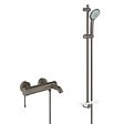 GROHE - Grohe Set bain/douche Mitigeur Essence + Ensemble de douche complet 3 jets Euphoria, Hard Graphite brossé (33624AL1-SET) - vignette