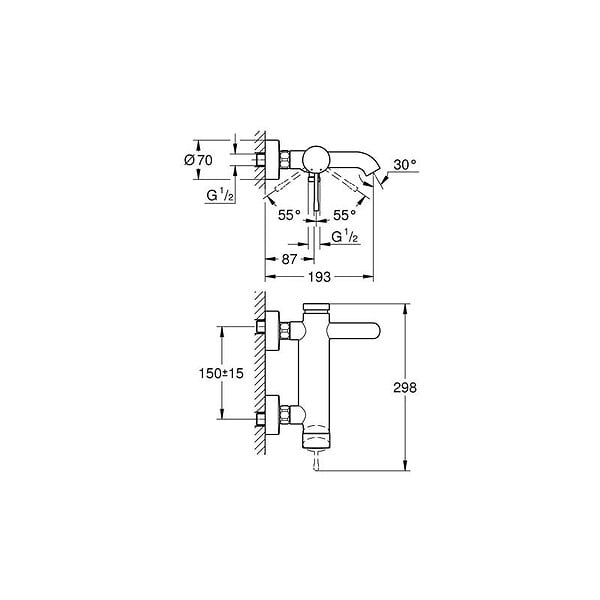 GROHE - Grohe Set bain/douche Mitigeur Essence + Ensemble de douche complet 3 jets Euphoria, Hard Graphite brossé (33624AL1-SET) - large