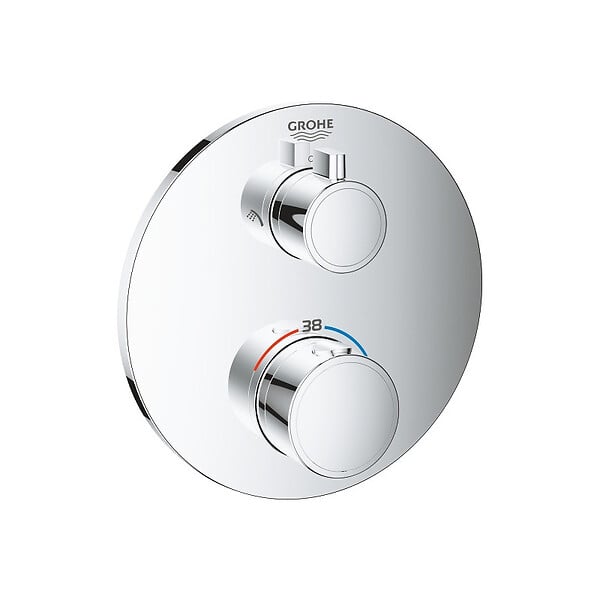 GROHE - Grohe Grohtherm Set de douche encastré avec mitigeur thermostatique, douche de tête 210mm + Douchette avec support mural, Chrome - large