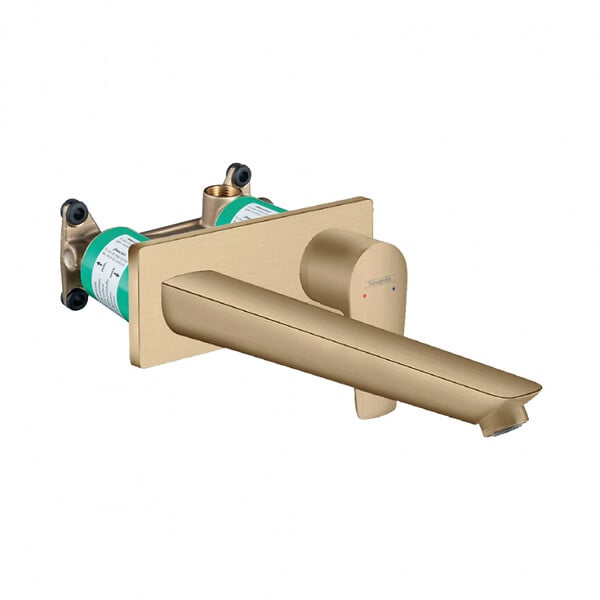 HANSGROHE - Hansgrohe Set Talis E Mitigeur de lavabo encastré mural Bronze brossé + Bonde à écoulement libre + Corps d'encastrement - large