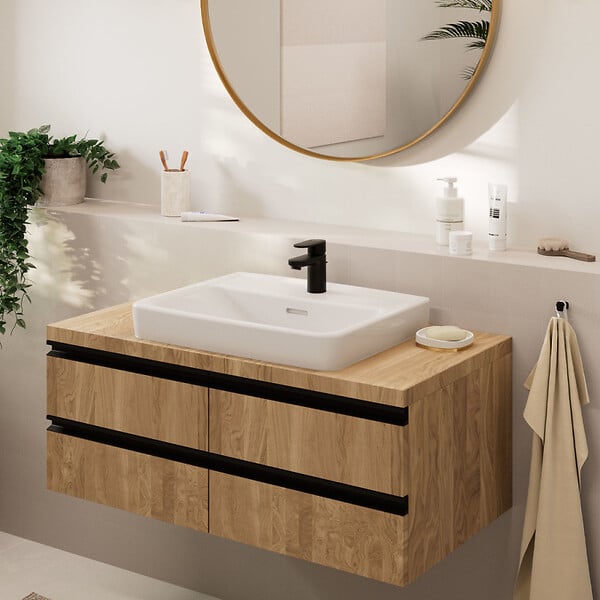 HANSGROHE - Hansgrohe Vernis Blend Mitigeur de lavabo 70, avec tirette et vidage synthétique, Noir mat (71550670) - large