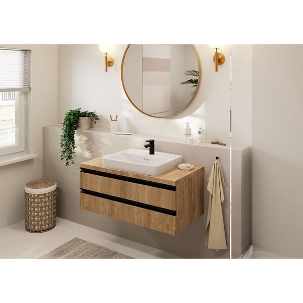 HANSGROHE - Hansgrohe Vernis Blend Mitigeur de lavabo 70, avec tirette et vidage synthétique, Noir mat (71550670) - large
