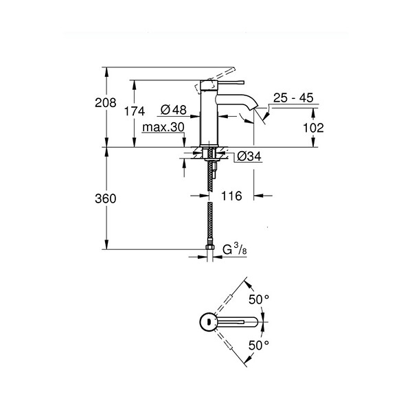 GROHE - Grohe Essence Mitigeur monocommande taille S avec cartouche en céramique, Chrome (G-24172001) - large
