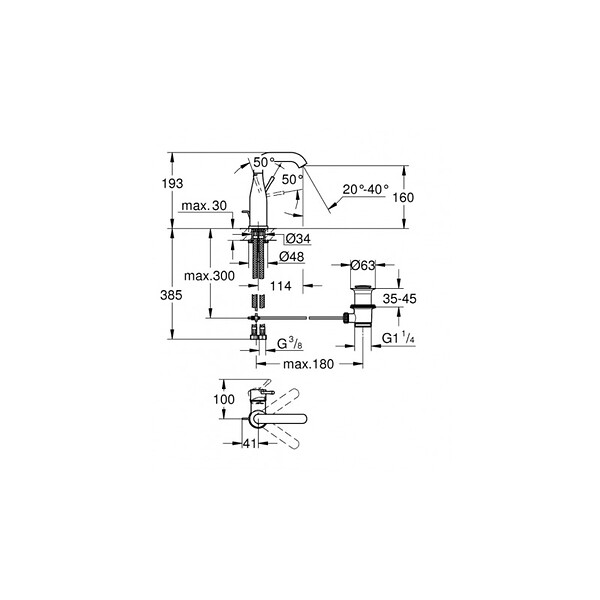 GROHE - Grohe Essence Mitigeur monocommande taille M avec tirette et vidage, cartouche en céramique, Hard graphite brossé (G-24173AL1) - large