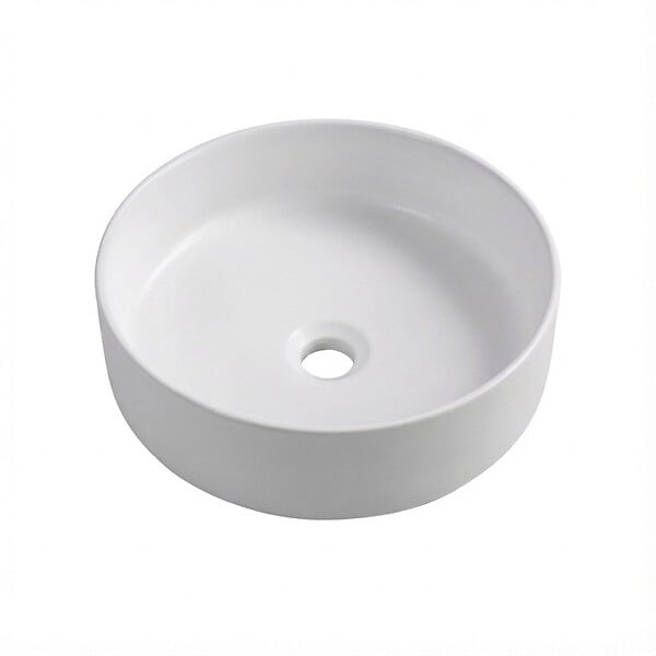 CERAMIA - Ceramia Vasque à poser ronde 36 cm hauteur 12,5 cm sans trop-plein blanc mat PixL (CEPX3636WM) - large