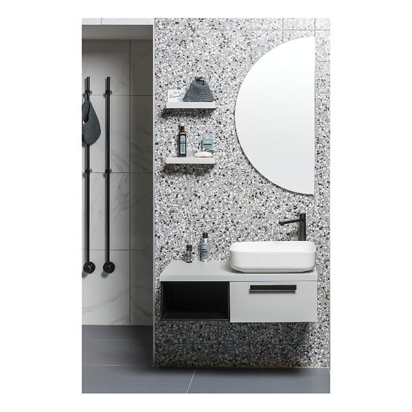 SWISS AQUA TECHNOLOGIES - Swiss Aqua Technologies Set vasque à poser rectangulaire 50x39x13cm sans trop-plein + bonde à écoulement libre Infinitio blanc - large