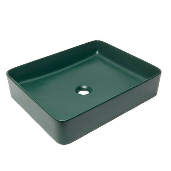 SWISS AQUA TECHNOLOGIES - Swiss Aqua Technologies Infinitio Vasque à poser 50 x 40 x 11 cm, sans trop-plein, Vert foncé mat (SATINF5040DGEM) - large
