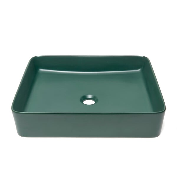 SWISS AQUA TECHNOLOGIES - Swiss Aqua Technologies Infinitio Vasque à poser 50 x 40 x 11 cm, sans trop-plein, Vert foncé mat (SATINF5040DGEM) - large