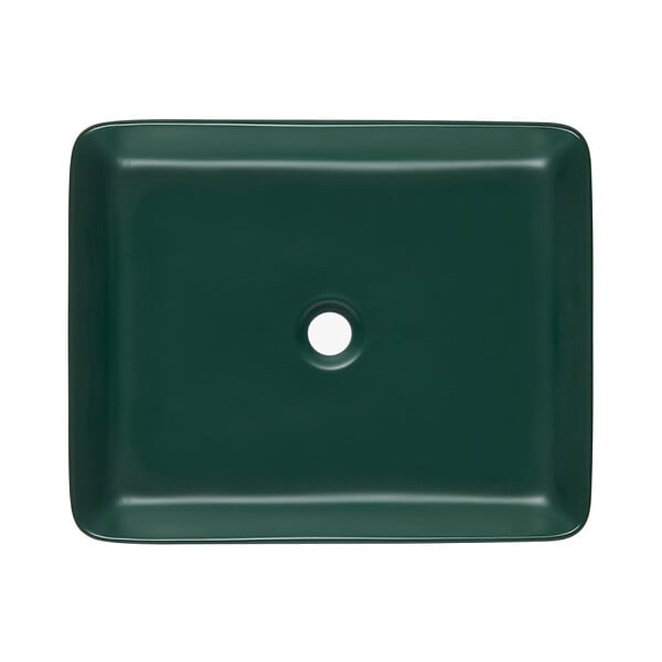 SWISS AQUA TECHNOLOGIES - Swiss Aqua Technologies Infinitio Vasque à poser 50 x 40 x 11 cm, sans trop-plein, Vert foncé mat (SATINF5040DGEM) - large