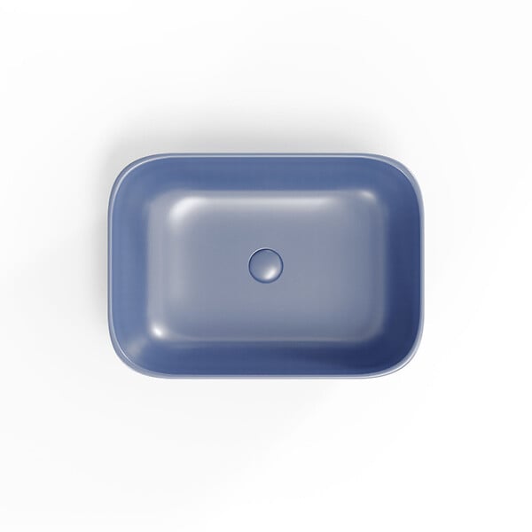 SWISS AQUA TECHNOLOGIES - Swiss Aqua Technologies Infinitio Vasque à poser 45,5 x 32,5 x 13,5 cm, sans trop-plein, Bleu foncé mat (SATINF4532DBLM) - large
