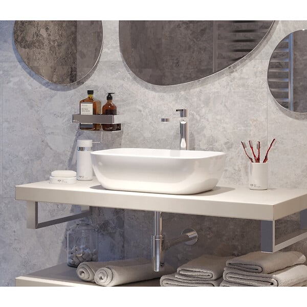 SWISS AQUA TECHNOLOGIES - Infinitio Vasque à poser 45,5x32,5 cm, sans trop-plein, Blanc brillant (SATINF4532) - large