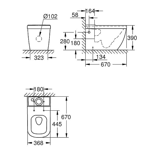 GROHE - Grohe Euro Ceramic Cuvette WC à poser, Triple Vortex, Blanc alpin (39338000) - large