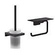 HANSGROHE - Hansgrohe AddStoris Set Brosse de toilette murale + Porte-papier toilette mural avec tablette, Noir mat (41752670-Addstoris) - vignette