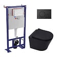 SWISS AQUA TECHNOLOGIES - Swiss Aqua Technologies Pack WC bâti-autoportant + WC Infinitio noir mat sans bride + Abattant softclose + Plaque noire mat (SMART-BlackInfinitio-2) - vignette