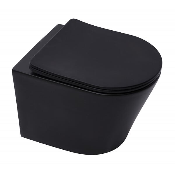 SWISS AQUA TECHNOLOGIES - Swiss Aqua Technologies Pack WC bâti-autoportant + WC Infinitio noir mat sans bride + Abattant softclose + Plaque noire mat (SMART-BlackInfinitio-2) - large