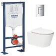 GROHE - Grohe Pack WC Bâti autoportant Solido + WC sans bride SAT Brevis + Abattant ultra-fin softclose + Plaque chrome (AUTOPORTANT-BREVIS-1) - vignette
