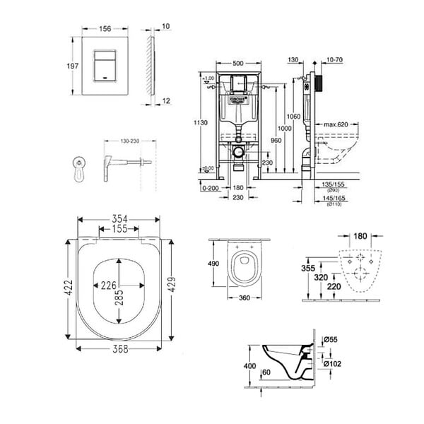 GROHE - Grohe Rapid SL Pack Bâti-support + cuvette sans bride + Abattant + Plaque chrome (RAPIDSL-O.NOVO49-1) - large