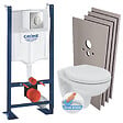 GROHE - Grohe Pack WC Bâti autoportant + Cuvette Porcher rimless + Abattant + Plaque chrome + Set Habillage (ProjectPorcher-2-sabo) - vignette