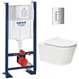 GROHE - Grohe Pack WC Bâti autoportant + WC sans bride SAT Brevis + Abattant ultra-fin softclose + Plaque chrome (ProjectBrevis-1-SP) - vignette