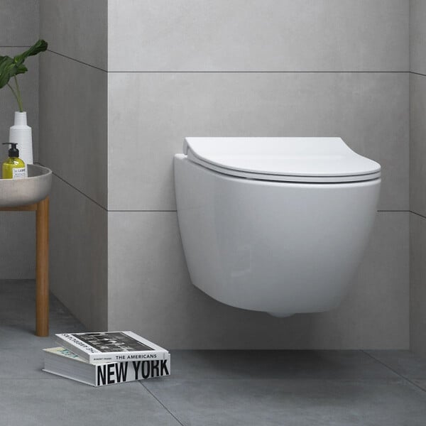 GROHE - Grohe Pack WC Bâti autoportant + Cuvette Vitra Sento compacte sans bride + Plaque chrome (ProjectSentoRimlessCompact-2) - large
