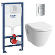 GROHE - Grohe Pack WC Rapid SL + cuvette VITRA S50 avec bride + abattant softclose + Plaque de commande Skate Chrome (GROHE-S50softclose) - vignette