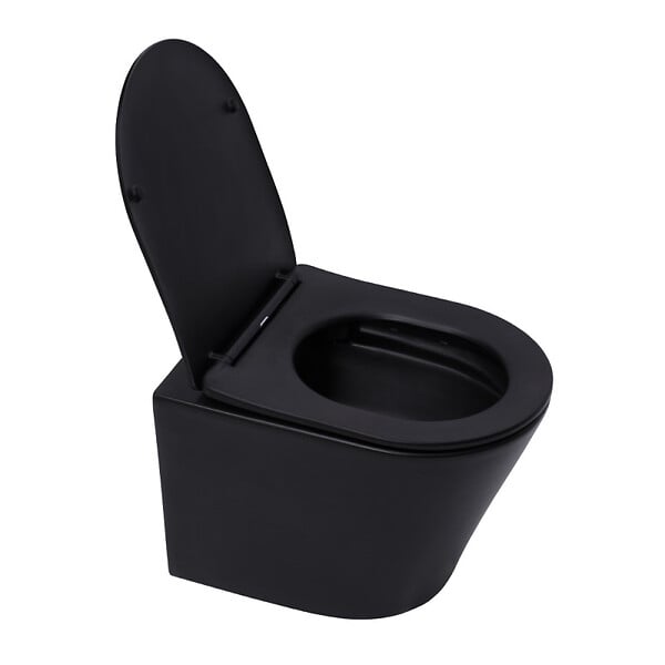 SWISS AQUA TECHNOLOGIES - Swiss Aqua Technologies Pack WC bâti-autoportant + WC sans bride SAT Infinitio + Abattant SoftClose + Plaque noir mat (SMART-BlackInfinitio-M678) - large