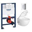 GROHE - Grohe Pack WC Bâti-support + WC sans bride SAT avec bidet thermostatique + Abattant SoftClose + Plaque Chrome (RapidSL082-SATClean-1) - vignette