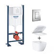 GROHE - Grohe Pack WC Euro Ceramic sans bride Triple Vortex blanc alpin + Rapid SL autoportant NF + plaque chrome (ProjectEuroCeramic-1) - vignette