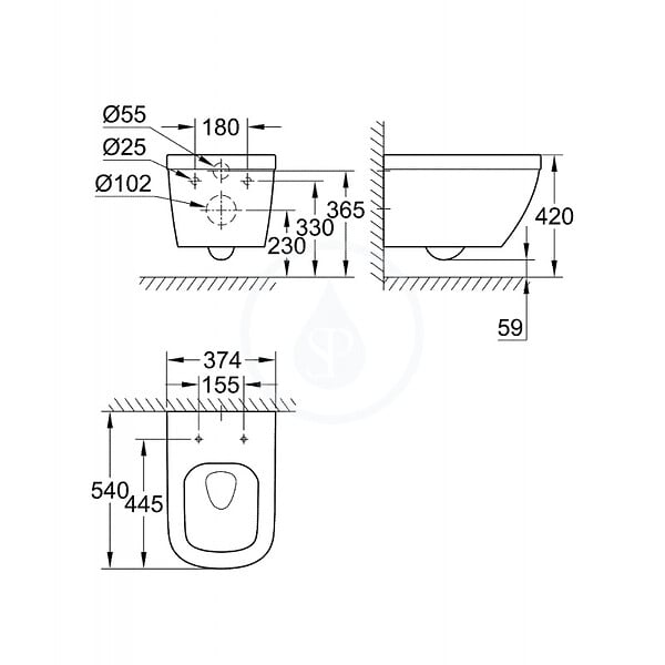 GROHE - Grohe Pack WC Euro Ceramic sans bride Triple Vortex blanc alpin + Rapid SL autoportant NF + plaque chrome (ProjectEuroCeramic-1) - large