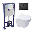 SWISS AQUA TECHNOLOGIES - Swiss Aqua Technologies Pack WC bâti-autoportant + WC SAT Infinitio sans bride fixations invisibles + Abattant softclose + Plaque noir mat - vignette