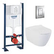 GROHE - Grohe Pack WC Bâti-autoportant Rapid SL + WC sans bride Bello + Abattant softclose + Plaque chrome (ProjectBello-1) - vignette
