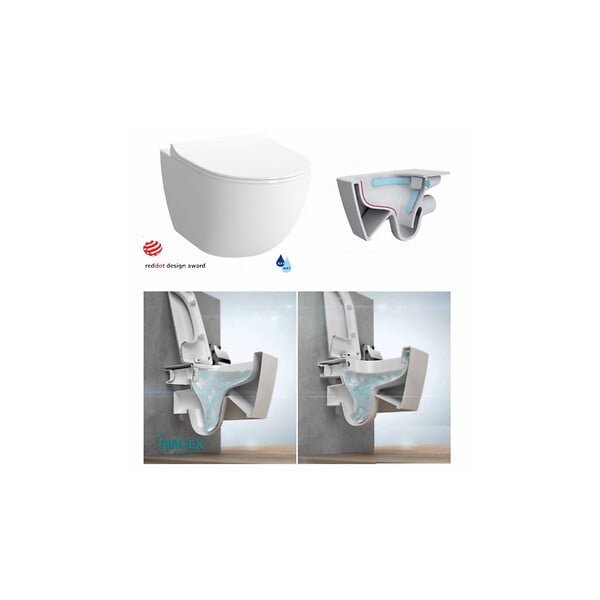 GROHE - Grohe Pack WC Bâti + cuvette Sento RIM-EX (sans bride) compacte + plaque de commande chrome (GROHE-SentoRimlessCOMPACT) - large