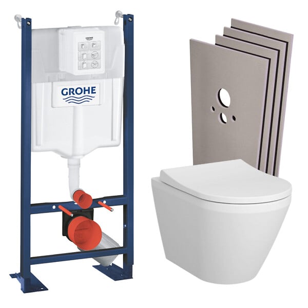 GROHE - Grohe Pack WC Bâti Autoportant Rapid SL + WC sans bride Integra avec fixations invisibles + Abattant softclose + Set habillage - large