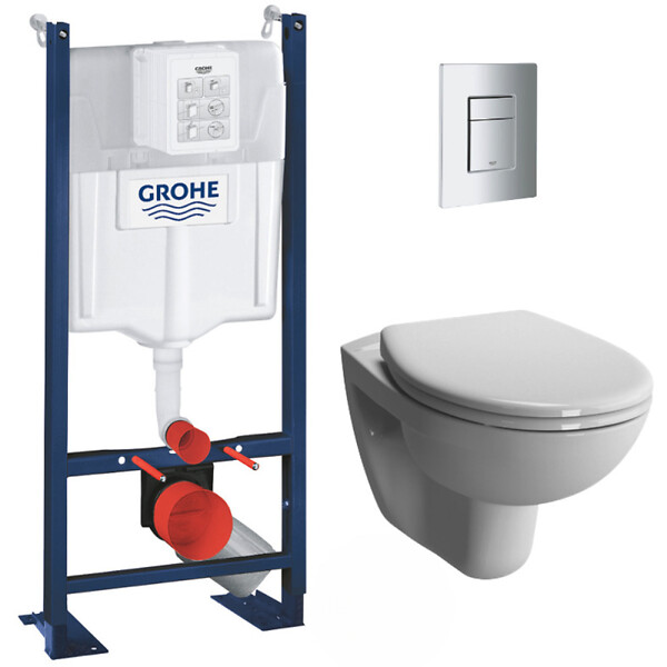 GROHE - Grohe Pack WC Bâti Autoportant Rapid SL + WC Vitra Normus + Abattant softclose + Plaque chrome - large