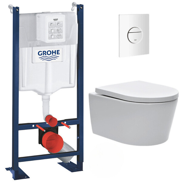 GROHE - Grohe Pack WC Rapid SL autoportant + WC sans bride SAT, fixations cachées + Plaque Nova - large