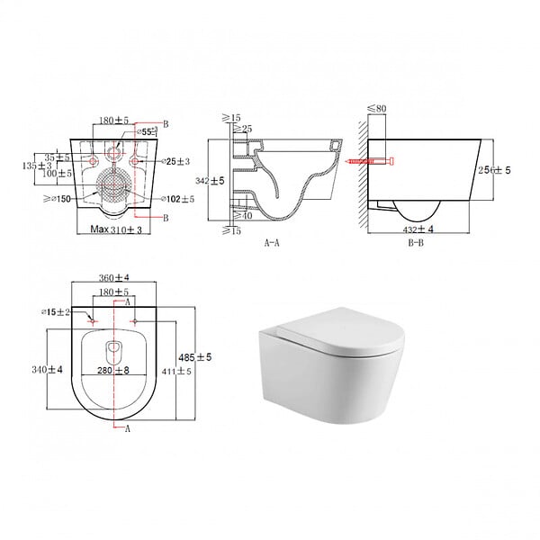 GROHE - Grohe Pack WC bâti-autoportant Rapid SL + WC SAT sans bride + Abattant softclose + Plaque chrome (Autoportant-SAT-2) - large