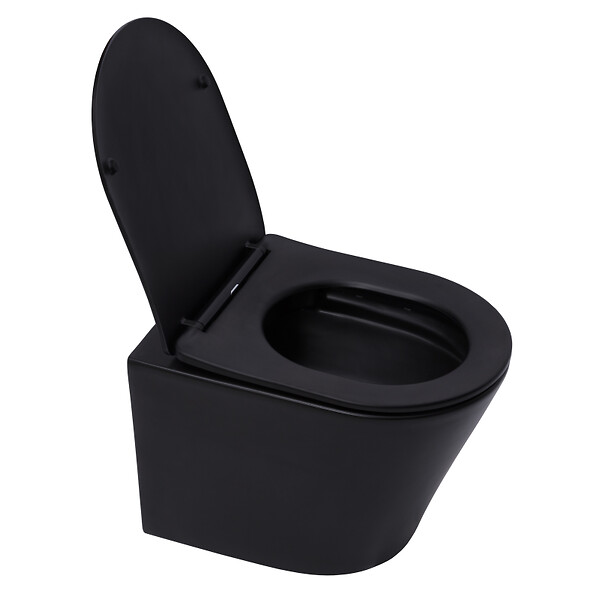 GROHE - Grohe Pack WC Bâti Solido + WC sans bride SAT Noir mat + Abattant frein de chute + Plaque noir mat (AUTOPORTANT-BLACKINFINITIO-KF0) - large