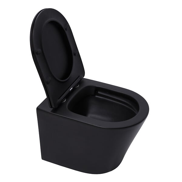 GROHE - Grohe Pack WC Bâti Solido + WC sans bride SAT Noir mat + Abattant frein de chute + Plaque noir mat (AUTOPORTANT-BLACKINFINITIO-KF0) - large