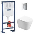 GROHE - Grohe Pack WC Bati support autoportant + WC SAT sans bride + Abattant Soft close + Plaque chrome (Autoportant-Infinitio-1) - vignette