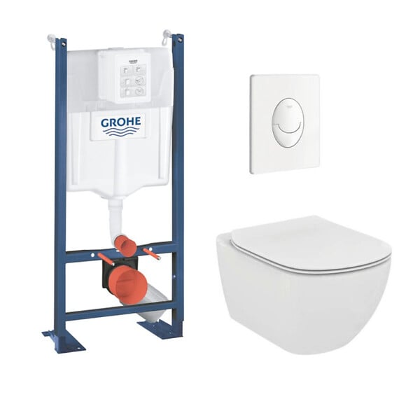 GROHE - Grohe Pack WC Rapid SL autoportant + cuvette Ideal Standard T354601 + plaque Skate Air blanche (ProjectTesi-3) - large