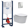 GROHE - Grohe Pack WC Bâti autoportant + WC sans bride SAT + Abattant softclose + Plaque chrome mat (ProjectSATrimless-7) - vignette