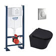 SWISS AQUA TECHNOLOGIES - Swiss Aqua Technologies Pack WC Bâti-autoportant Rapid SL + WC Infinitio sans bride noir mat + Abattant softclose + Plaque chrome - vignette